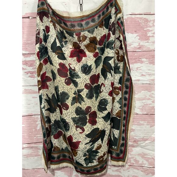 Vintage Leaf Patterns Polyester Scarf 35 x 35 - Picture 6 of 8